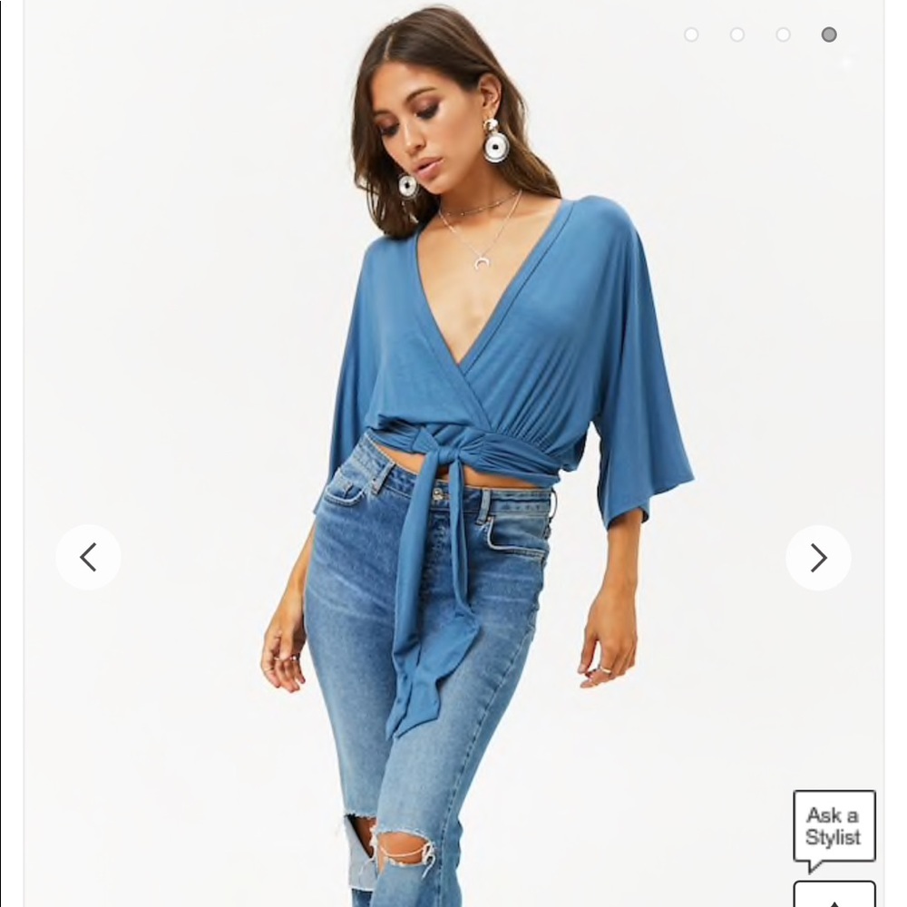 Forever 21 Surplice Tie-Front Crop Top